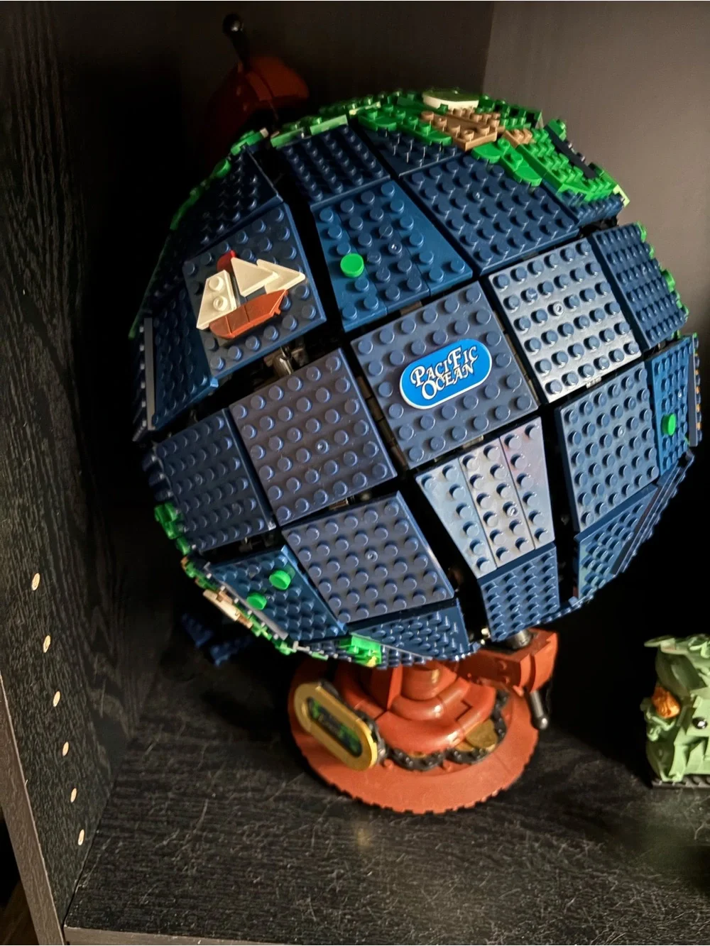 Globe Building Brick Set - Globe Brand Green & Blue Display Globe